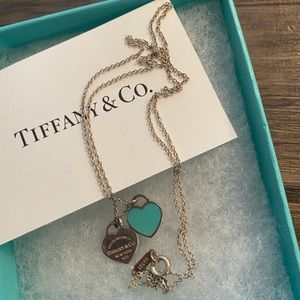 Tiffany mini double heart tag necklace